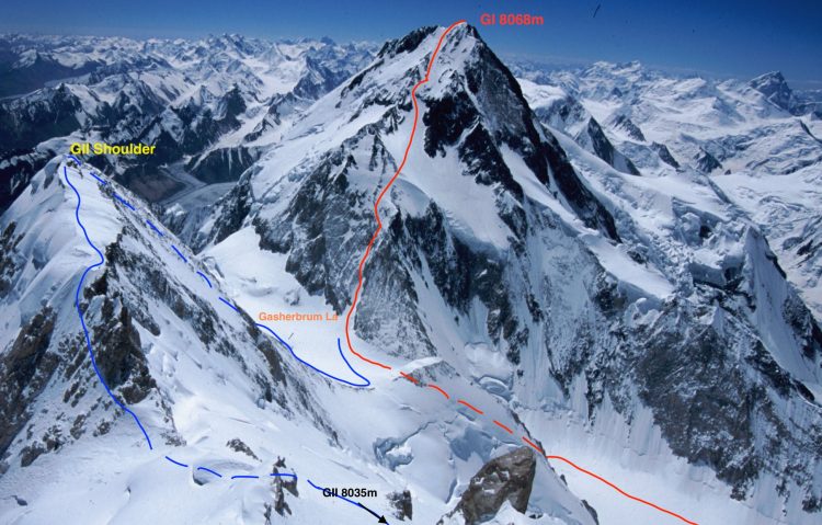 Маршрут траверса Гашербрум I (Gasherbrum I, 8080 м) и Гашербрум II (Gasherbrum II, 8034 м)
