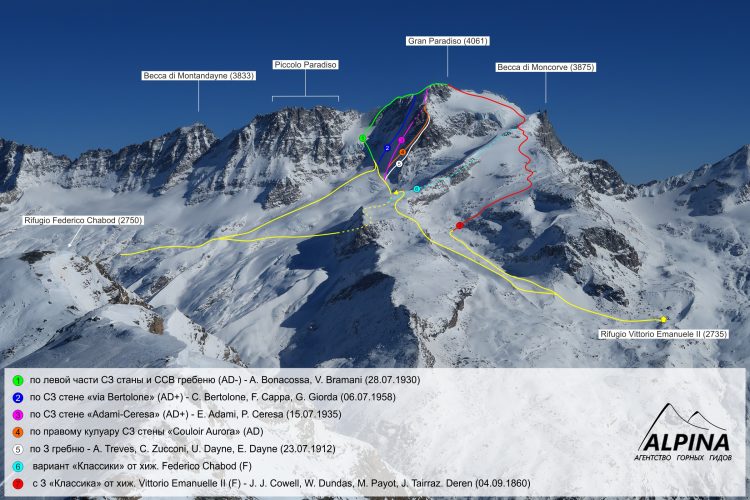 Маршруты на вершину Gran Paradiso Фото с сайта: https://alpina.guide
